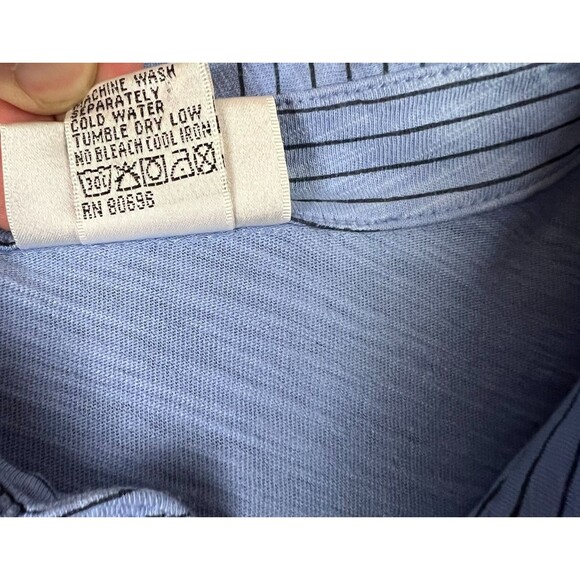 Wild Palms Button Oversize Slub-Knit Shirt Top Size S NWOT Blue Striped 3/4-Slv - Picture 7 of 10